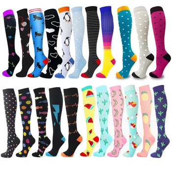 Компресия чорапи за мъже и жени, най-добрите спортни чорапи до коляното 30 мм hg.ст., подходящи за бягане, полети, пътуване, излети на открито