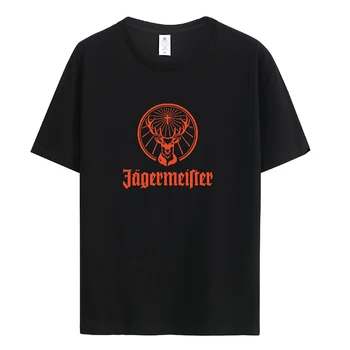 Мъжка или женска тениска Jagermeister 200 г от чесаного памук, Тениска с графичен принтом, Върхове с кръгло деколте и къс ръкав, Мъжки риза, Летни Тениски, Мъжки 