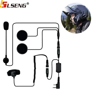 Слушалки за шлем LSENG, 2-контактни мотоциклетни слушалки ПР за преносими радиостанции Baofeng UV5R UV82 Kenwood Puxing двустранно радио