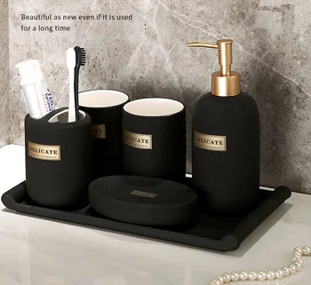 Комплект за баня Nordic Bathroom Керамична бутилка за сапун за ръце, Шампоан, душ гел, лосион, Бутилка преси, аксесоари за баня в бутилираща