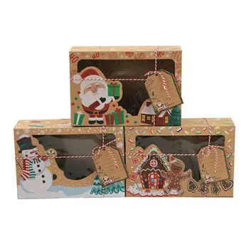 Кутия с шоколад за Коледа, рожден ден, сватба парти, подарък за опаковане на бонбони с прозрачен прозорец, коледни украси за дома