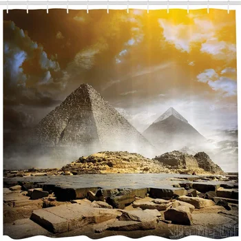 Египетският разпечатки От Ho Me Pipi, Завеса за душ, Облаците над пирамиди, една Снимка на Културата на Източното изкуство, Комплект за вашия интериор, баня с куки