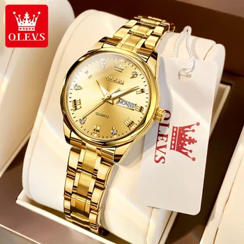 OLEVS Луксозни часовници от водеща марка, женски водоустойчиви, изцяло от стомана, дамски ръчни часовници с нежна дата, кварцов дамски часовник Feminino Relogio Reloj