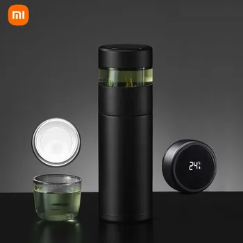 Чаша за Xiaomi с изолация от неръждаема стомана, Чай разделител за пътуване на открито, Интелигентен Дисплей температура, чаена чаша