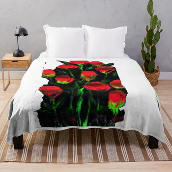 Класическа тениска с цветя, Луксозно меховое одеало за легло, подходящо за носене, с цип