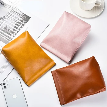 Водоустойчив дамски портмонета, притежателите на жените преносима однотонная чанта от мека кожа Mini ПУ, автоматично закрывающаяся чанта за съхранение