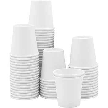 Бели картонени чаши, Малки са за еднократна употреба чаши за изплакване на устата еспресо в банята, диспенсер, чаши за еднократна употреба (100 опаковки), 3 грама