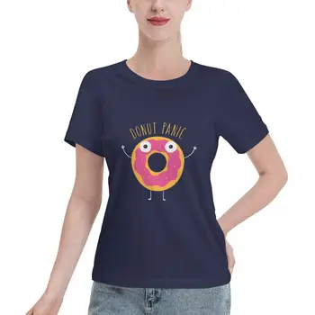 Класическа тениска Donut Паника, спортни ризи за жени, къса тениска свободно, намаляване, скъсяване на тениски за жени