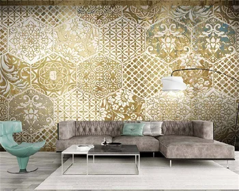 Тапети по поръчка луксозна модерна минималистичная геометрична дневна спалня ретро телевизор, разтегателен фон рисувани стенни behang voor muren