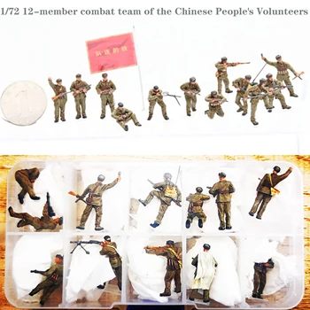 1/72 Бойна команда китайски народни доброволци от 12 души, раскрашенный готов войници, приложимо украса на сцената