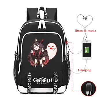 Нов Училищен раница Genshin Impact с USB Зареждане, Чанта Mochila За момчета и Момичета, Чанта За Книги, студентски училищна чанта, Модерен случайни раница за тийнейджъри