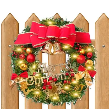 Коледни венци Коледна гирлянда Декор Осветена коледна изкуствен венец с 20 светодиода Топли цветове, за зимните празници