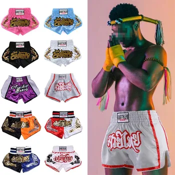 Нови боксови шорти, дамски къси панталони с бродерия, къси панталони за MMA, професионален бойна кикбокс, спортни бански за момчета и момичета, детски панталони за Муай Тай