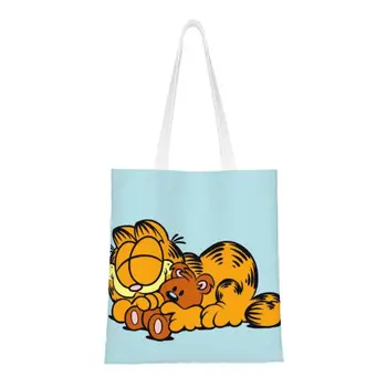 Множество спална чанта Garfields и Pooky за пазаруване, дамски холщовая чанта-тоут, трайни торбички за пазаруване сладък котка