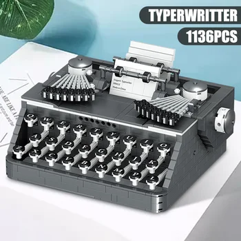 Творческа 1136 бр., ретро класическа клавиатура за пишеща машина, мини Размер, строителни блокове, направи си Сам, пишещи машини, тухли, Играчки за Деца, Подаръци