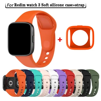 Силиконов ремък + защитен калъф за Xiaomi Redmi Watch 3, взаимозаменяеми каишка-гривна за correa redmi watch 3, гривна