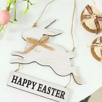 Честит Великден, подвесная знак, заек, коледни украси, wooden украшение във формата на заек, Великденският заек, настолна дървена табела, декор за детска стая, партита