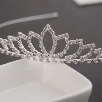 Страхотна короната на кралица от неръждаема стомана, короната на булката с кристали, сватбената корона за бала