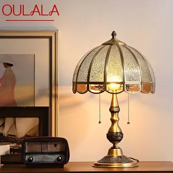 OULALA Модерна Латунная Настолна Лампа LED Ретро Творчески Европейския Стъклена Настолна Лампа за Дома, Хол, Спалня, Прикроватного Декор