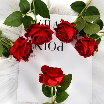 Изкуствени цветя, коприна роза, букет с дълга браншовите за сватбена декорация на дома, фалшиви растения, Венец със собствените си ръце, консумативи и Аксесоари
