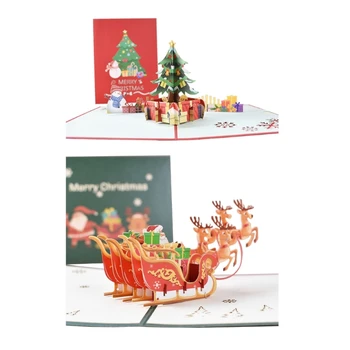Коледни поздравителни картички, 3D изскачащи пощенски картички, Коледни поздравителни картички, Покани за парти, Подаръци за Годишнина подаръци, Картички