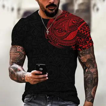 2023 Реколта мъжка тениска с татуировка на Викинга, 3D печат, графичен, летни улични ежедневни блузи с кръгло деколте и къс ръкав, тениска, риза Оверсайз