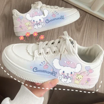 Sanrio Cinnamorroll/ маркови обувки за скейтборд, дишащи обувки за момичета с графити, корейската студентски универсална малка бяла обувки