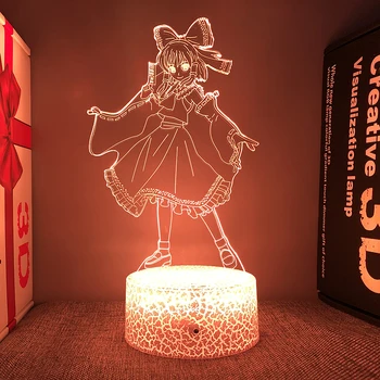 Проектната фигурка Touhou Hakurei Reimu 3d led лампа за спални, ночники с мехурчета магии, интериор на детската стая, подарък за рожден Ден
