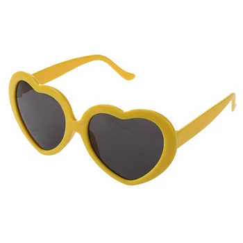 2X Модни слънчеви очила във формата на сърце Смешни Summer Love жълт цвят