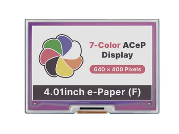 Waveshare 4,01-инчов цветен дисплей E-Paper E-Ink за Raspberry Pi, 640 × 400 пиксела, ACeP 7-цветен, Интерфейс SPI