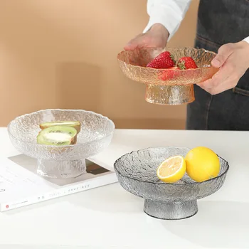Чиния за плодове с модел чук в японски стил, домакински стъклена чиния за плодове и чай за закуска от сушени плодове, стъклена чиния за плодове, поставка за плодове