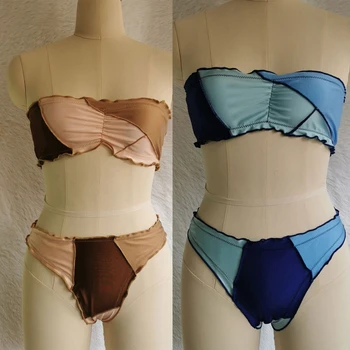 Атрактивен бански костюм-бикини от две части, през лятото любим Костюм-бикини, подходящ за почивка, плуване, плажна партита, Подпори G99D