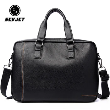 Мъжка чанта от естествена кожа, бизнес чанта през рамо, обикновен портфейл за лаптоп, ежедневни чанти-месинджър с клапа в горната част на дръжката JYY355