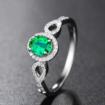 Ново модно овална пръстен с имитация на Смарагд и турмалин Caibao с отворен пръстен