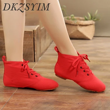 Женски танцови обувки DKZSYIM, черни танцови обувки на плоска подметка, червени танцови обувки, тъканни обувки за латино танци, велур женски ботильоны