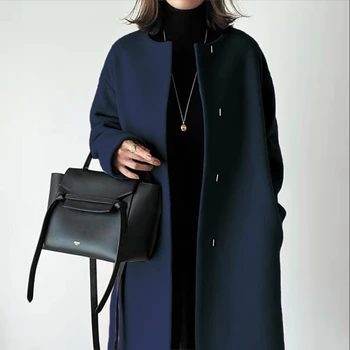 Европейски стил 2021, есенно-зимния ново кашемировое палто дамско палто средната и дългата дължина на чужд стил, без темперамент, висококачествено палто
