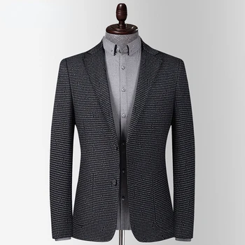 Новост 2023, есенно-зимния сако с бродерии букви, яке, приталенная на горно облекло, smart casual висококачествен костюм за по-младите мъже