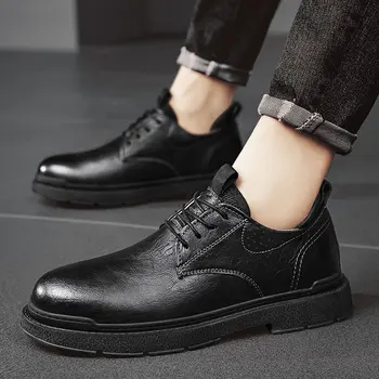 2023 Класическа кожена мъжки ежедневни обувки, маркови мъжки лоферы, универсална обувки на равна подметка в британския стил, официалната обувки за мъж за ръчно изработени