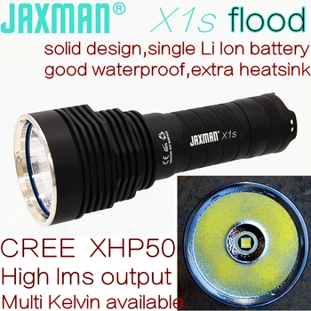 Jaxman X1s прожекторная версия CREE XHP50/XHP50.2 26650/18650 led фенерче тактически задни прекъсвач
