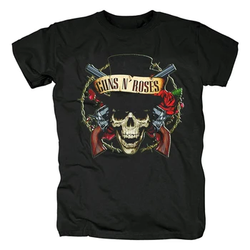 Тениска, Мъжки Памучни потници, Тениска Guns N' Roses, Мъжка Лятна Модна тениска, Черна Мъжка тениска, Размер Евро
