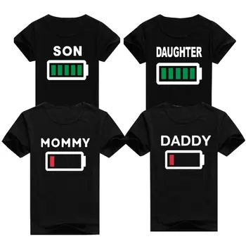 2018 Нова семейна лятна тениска за МАЙКА, баща, дъщеря и син, дамски тениски с забавни батерия, женска тениска с къс ръкав