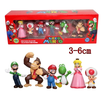 Super Mario Bros PVC Фигурка Играчки Кукли Състав Набор от Luigi Yoshi Donkey Kong Гъба за деца подаръци за рожден ден