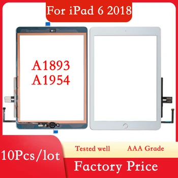 10 бр./лот Смяна на панела за iPad 6 2018 6-то поколение A1893 A1954 сензорен екран дигитайзер предното LCD външно стъкло с лепило