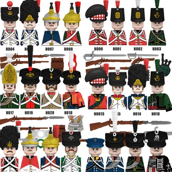 Единичните войници-драгунски Наполеоновской война, градивните елементи на Средновековната Европейска Армия на Средна Възраст, Пирати, Пистолет, Меч, Тухли, Играчки