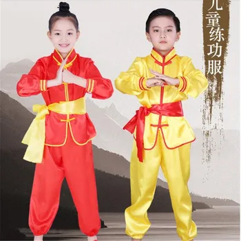 Детска китайската традиционна облекло ушу, детска униформи за бойни изкуства, костюм кунг-фу за момичета и момчета, сценичното представяне, костюм Тай-Чи