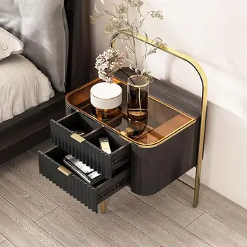 Нощни шкафчета в италиански стил, Модерен минималистичен шкаф за съхранение на вещи в малък апартамент, спалня, кабинет, малка странична масичка за кафе с чекмеджета