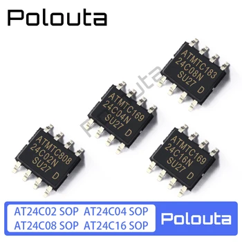 10 Бр. Polouta AT24C02AN-10SU-2.7 24C04 24C08 24C16 SOP8 Комплекти акустични компоненти EEPROM с последователен връзка Arduino Nano Integrated Circuit