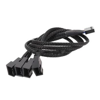 30 см 4-лентов сплитер PWM вентилатора с черни ръкави, 4-пинов кабел, 4-пинов PWM, удължителен кабел на вентилатора, дропшиппинг 24AWG