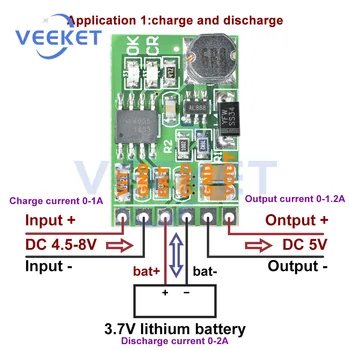 Модул подобрява конвертор vdc 5 vdc 2в1, литиева батерия, зарядно устройство, такса освобождаване gap, в повишаващ преобразувател за камера, захранване UPS