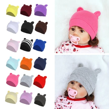 Детска шапчица с красиви уши, однотонная шапчица за новородено, есенно-зимния капор за деца G99C